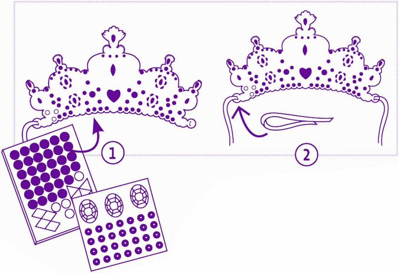 DJECO DIY Like A Princess Crown Craft Kit - Create Your Own Mosaic Tiara - Arts & Crafts for Kids - Fun & Creative for Family & Friends, Perfect for Gift for Children 5  Years Girls & Boys