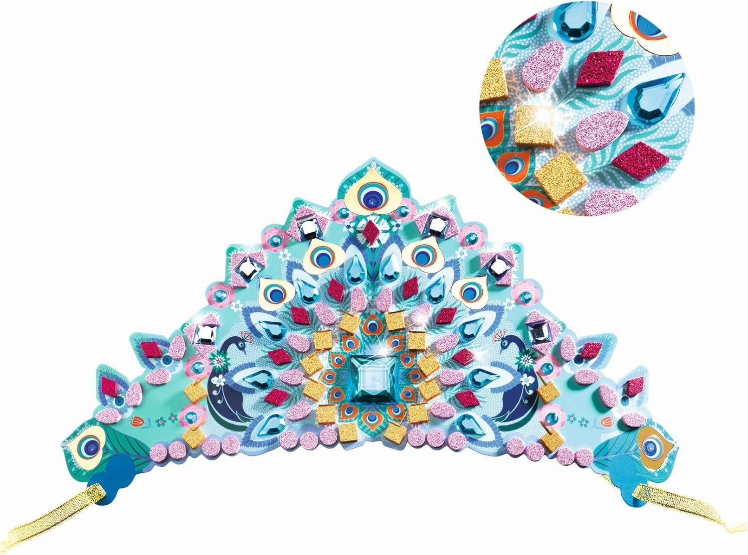 DJECO DIY Like A Princess Crown Craft Kit - Create Your Own Mosaic Tiara - Arts & Crafts for Kids - Fun & Creative for Family & Friends, Perfect for Gift for Children 5  Years Girls & Boys