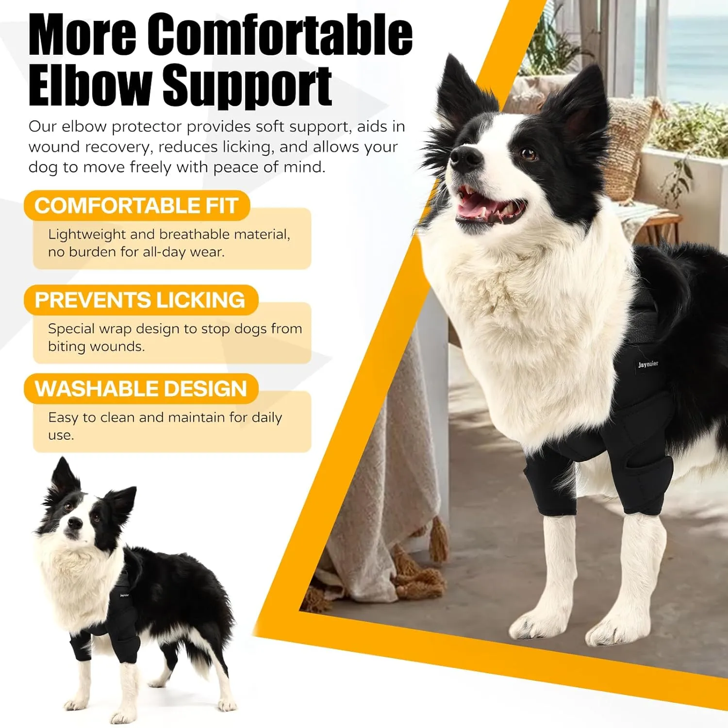 Dog Elbow Brace Pet Recovery Suit Taper Collar Alternative for Dogs Elbow Dysplasia Canine Elbow Wrap for Shoulder Dislocation, Pressure Sores, Elbow Injury and Arthritis
