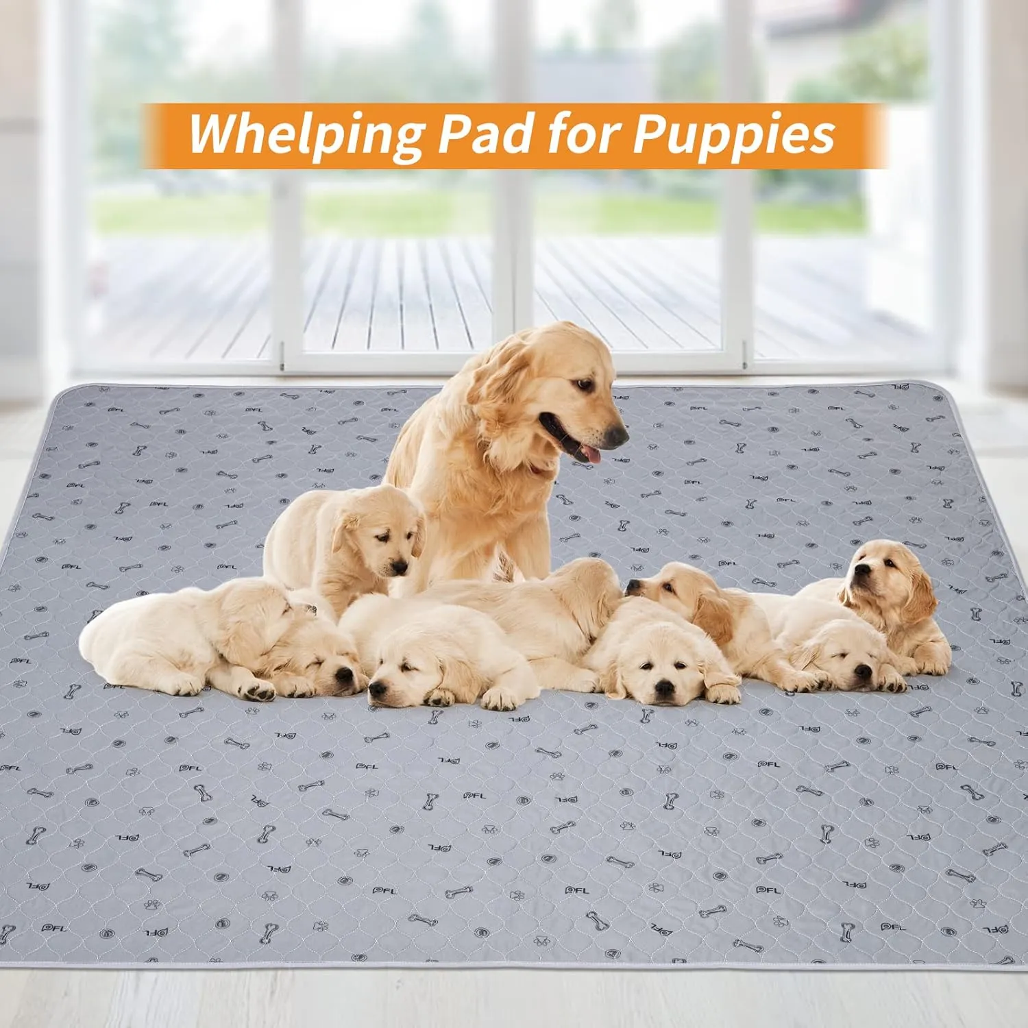 Dog Pee Pad Washable 65x48 Large, Fast Absorption Reusable Puppy Pads, Waterproof Pet Training Pads,Non-Slip Bone Print Whelping Pad for Dog Playpen, Incontinence, Housebreaking