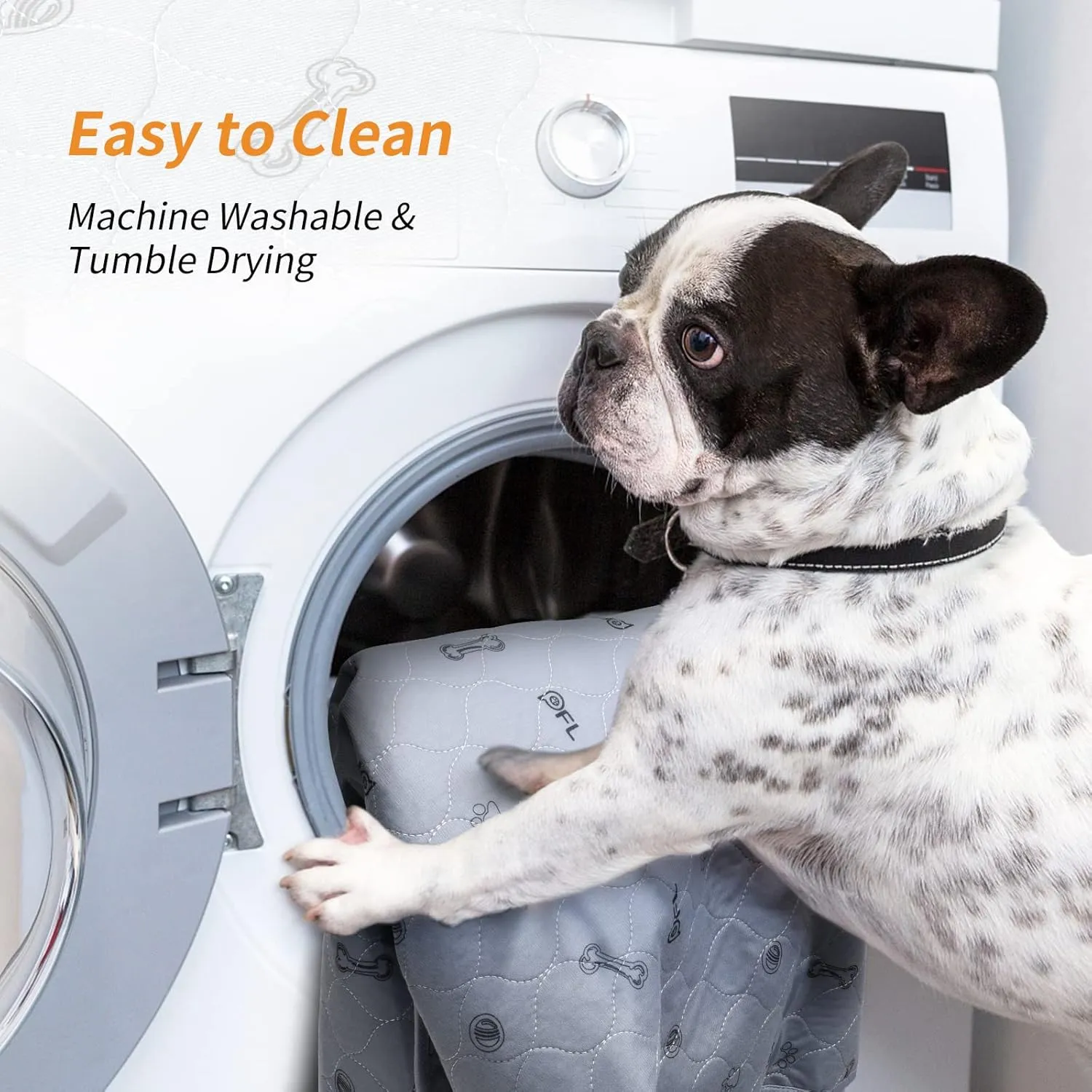 Dog Pee Pad Washable 65x48 Large, Fast Absorption Reusable Puppy Pads, Waterproof Pet Training Pads,Non-Slip Bone Print Whelping Pad for Dog Playpen, Incontinence, Housebreaking