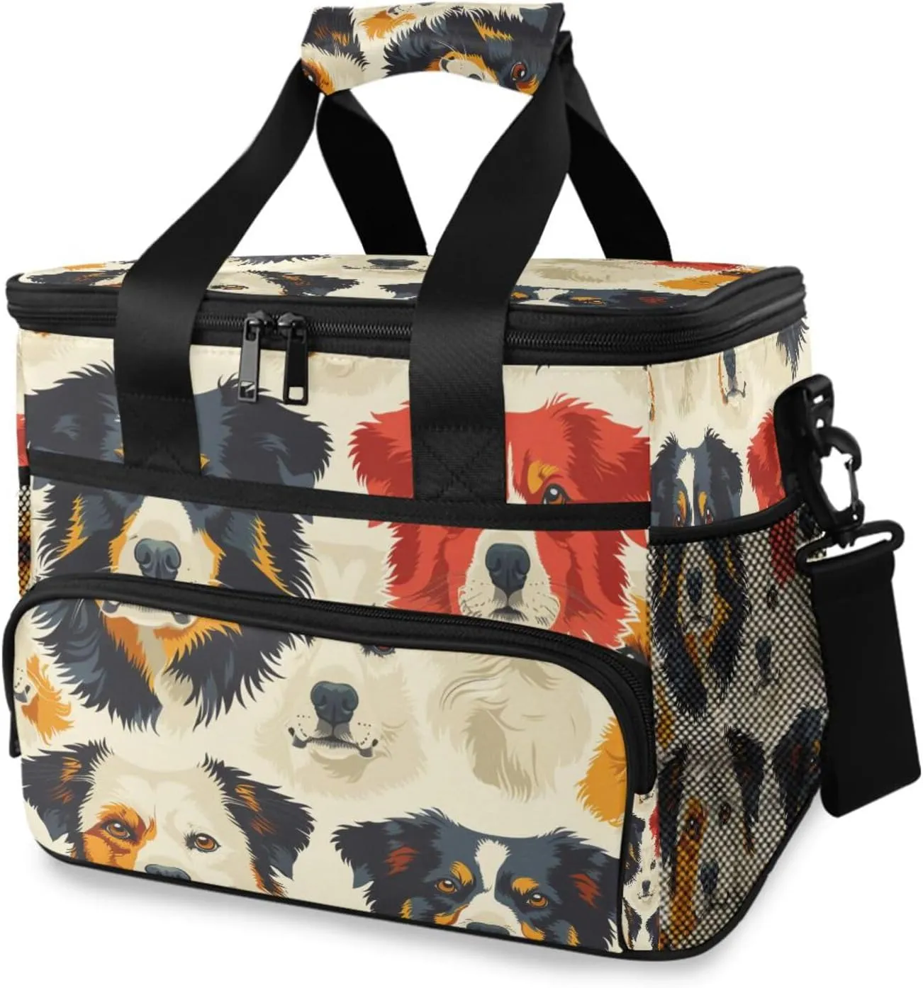 Dog Retro Pet Cooler Bag Insulated Cooler Soft Sided Cooler 24 Can Portable Picnic Bag Large Leakproof Lunch Bag Box for Beach Grocery Camping Travel Car Men Women