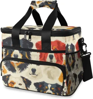 Dog Retro Pet Cooler Bag Insulated Cooler Soft Sided Cooler 24 Can Portable Picnic Bag Large Leakproof Lunch Bag Box for Beach Grocery Camping Travel Car Men Women