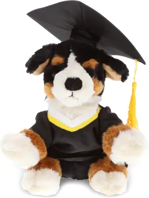DolliBu Bernese Dog Graduation Plush Toy - Super Soft Dog Graduation Stuffed Animal Dress Up with Gown & Cap with Tassel Outfit - Gift with Personalization - 8" Inch