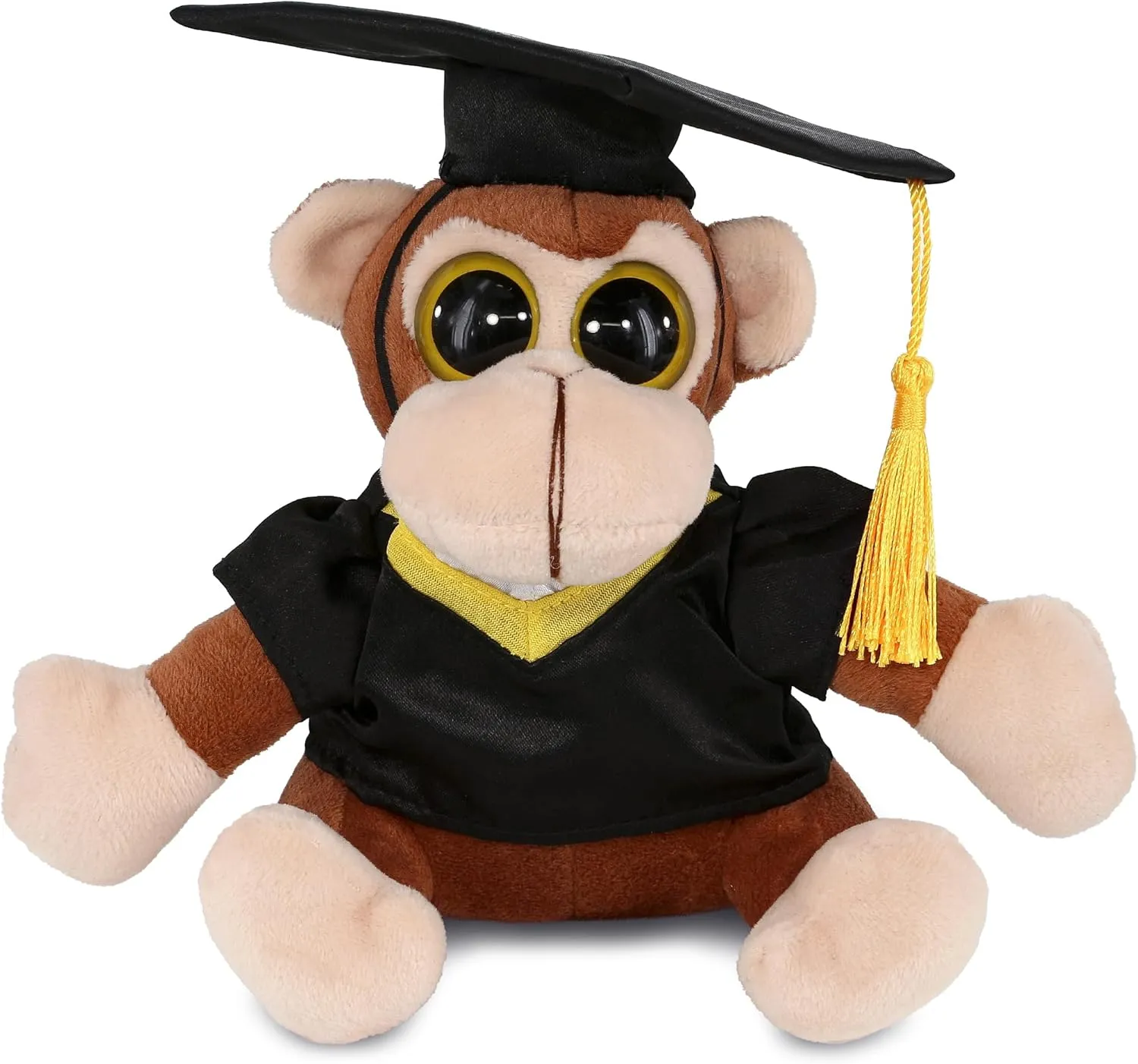 DolliBu Big Eye Monkey Graduation Plush Toy - Super Soft Graduation Stuffed Animal Dress Up with Gown and Cap with Tassel Outfit with Personalization - 8 Inches