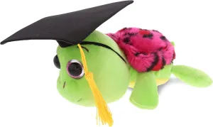 DolliBu Big Eye Sea Turtle with Pink Shell Graduation Plush Toy - Graduation Stuffed Animal Dress Up with Gown & Cap with Tassel Outfit - Gift with Personalization - 6" Inch