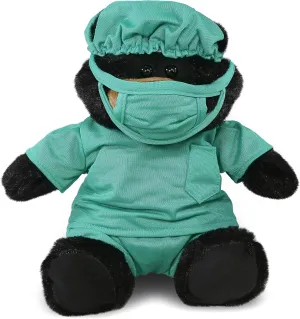 DolliBu Black Bear Doctor Plush Toy - Super Soft Black Bear Doctor Stuffed Animal Dress Up with Cute Scrub Uniform and Cap Outfit - Fluffy Doctor Toy Plush Gift with Personalization - 9 Inches