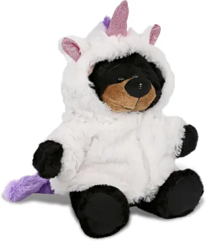 DolliBu Black Bear Unicorn Plush Stuffed Animal Toy - Super Soft Bear Unicorn Dress Up with Removable Plush Unicorn Outfit, Cute Bear Unicorn Fantasy Plush Gift with White Unicorn Dress - 9 Inches