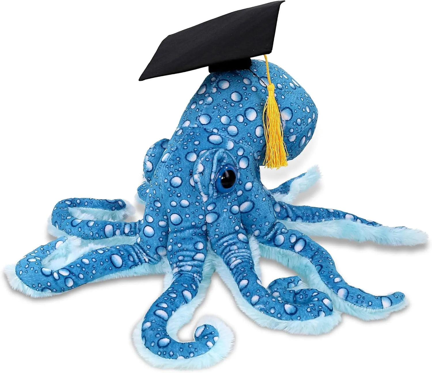 DolliBu Blue Octopus Graduation Plush Toy - Wild Collection Plush Graduation Stuffed Animal Dress Up with Graduation Cap Outfit - Graduation Gift with Personalization – 16 Inches