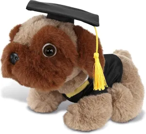 DolliBu Brown Pug Dog Graduation Plush Toy - Soft Huggable Graduation Stuffed Animal Dress Up with Gown and Cap with Tassel Outfit - Gift with Personalization - 8 Inches