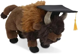 DolliBu Buffalo Graduation Plush Toy - Super Soft Buffalo Graduation Stuffed Animal Dress Up with Graduation Cap with Tassel - Reward Celebration Grad Gift - 13 Inch