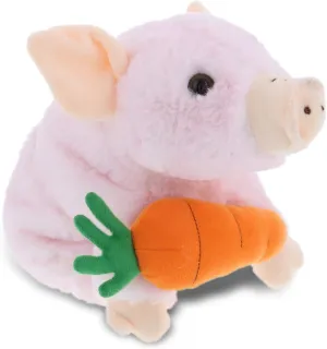 DolliBu Happy Easter Super Soft Plush Squat Piggy with Carrot - Cute Stuffed Animals with Carrot Plush Toy, Perfect Easter Holiday Surprise Gift - 7" Inches