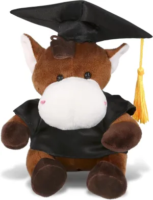 DolliBu Horse Graduation Plush Toy - Soft Huggable Graduation Stuffed Animal Dress Up with Gown and Cap with Tassel Outfit - Graduation Gift with Personalization - 6 Inches