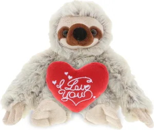 DolliBu I Love You Plush Super Soft Sloth - Cute Stuffed Animal Sloth with Red Heart Plush for Valentines, Anniversary, Romantic Date, Boyfriend, or Girlfriend Gift - 7.5 Inches