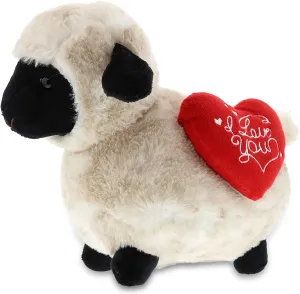 DolliBu I Love You Valentine Plush Blacknose Sheep - Cute Stuffed Animal with Red Heart and Name Personalization Gift for Valentines Day, Birthday, Anniversary, Romantic Date - 8.5 Inches