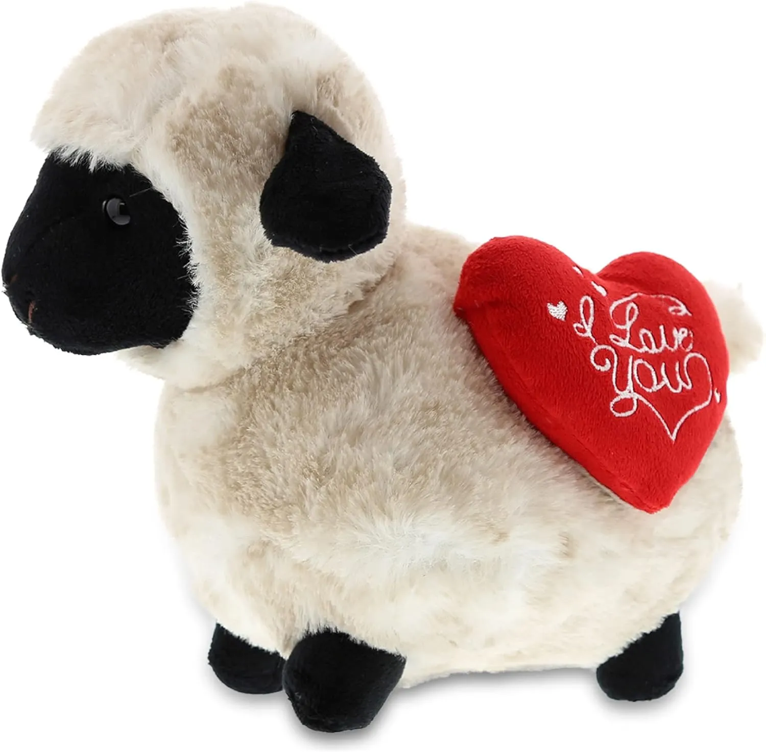 DolliBu I Love You Valentine Plush Blacknose Sheep - Cute Stuffed Animal with Red Heart and Name Personalization Gift for Valentines Day, Birthday, Anniversary, Romantic Date - 8.5 Inches