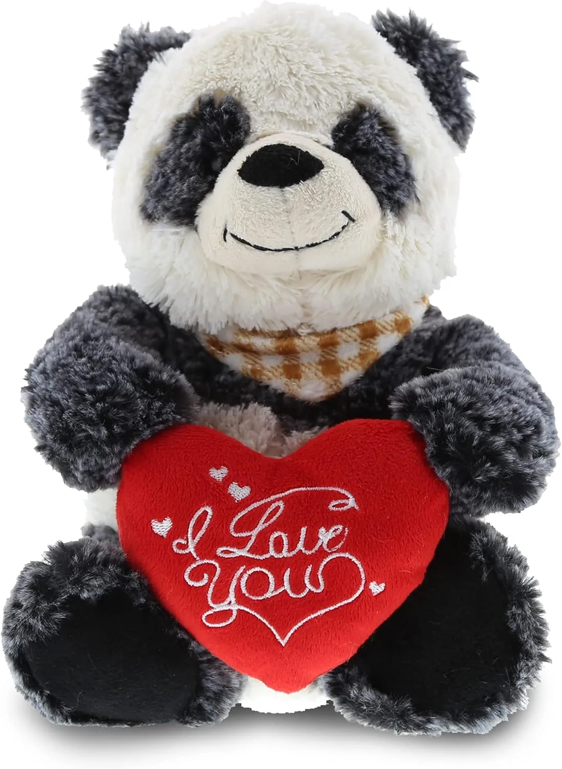 DolliBu I Love You Valentine Plush Sitting Panda Bear - Cute Stuffed Animal with Red Heart and Name Personalization Gift for Valentines Day, Birthday, Anniversary - 6.5 Inches