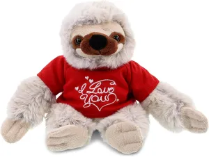 DolliBu I Love You Valentine Plush Sloth - Cute Stuffed Animal with Red Shirt and Name Personalization Gift for Valentines Day, Birthday, Anniversary, Romantic Date - 7.5 Inches
