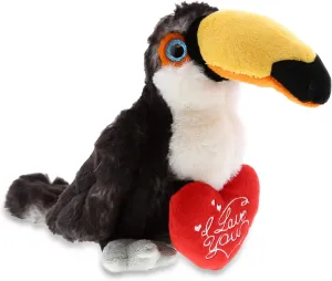 DolliBu I Love You Valentine Plush Toucan - Cute Stuffed Animal with Red Shirt and Name Personalization Gift for Valentines Day, Birthday, Anniversary, Romantic Date - 8 Inches