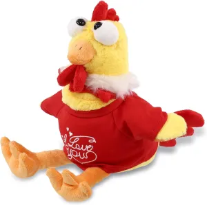 DolliBu I Love You Valentine Plush Yellow Rooster - Cute Stuffed Animal with Red Shirt and Name Personalization Gift for Valentines Day, Birthday, Anniversary - 10.5 Inches