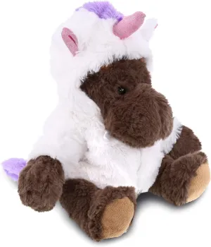 DolliBu Moose with Red Plaid Hoodie Unicorn Plush Stuffed Animal Toy - Super Soft Moosecorn Dress Up with Removable Plush Unicorn Outfit, Cute Fantasy Gift - 10 Inches