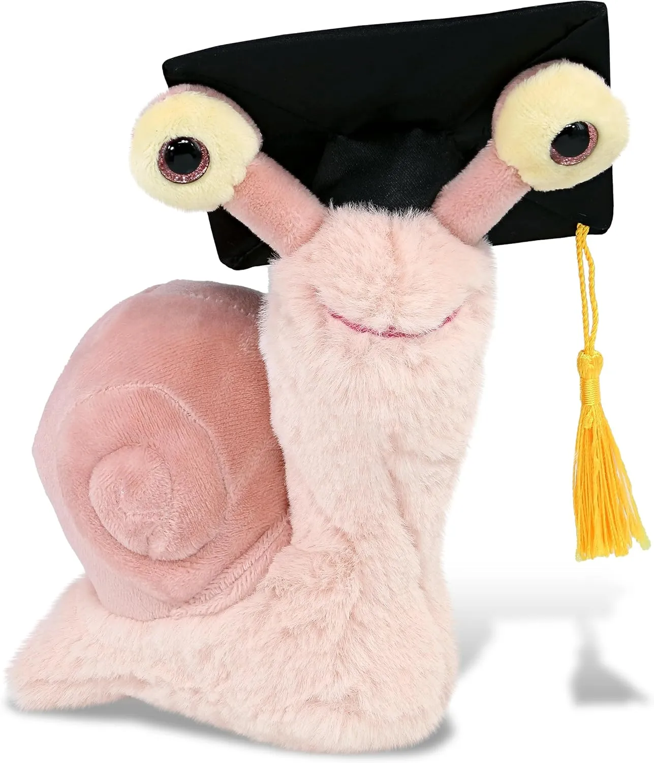 DolliBu Pink Snail Small Graduation Plush Toy - Super Soft Plush Graduation Stuffed Animal Dress Up with Graduation Cap with Tassel - Gift with Personalization - 5.5 Inches