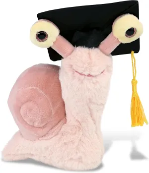 DolliBu Pink Snail Small Graduation Plush Toy - Super Soft Plush Graduation Stuffed Animal Dress Up with Graduation Cap with Tassel - Gift with Personalization - 5.5 Inches