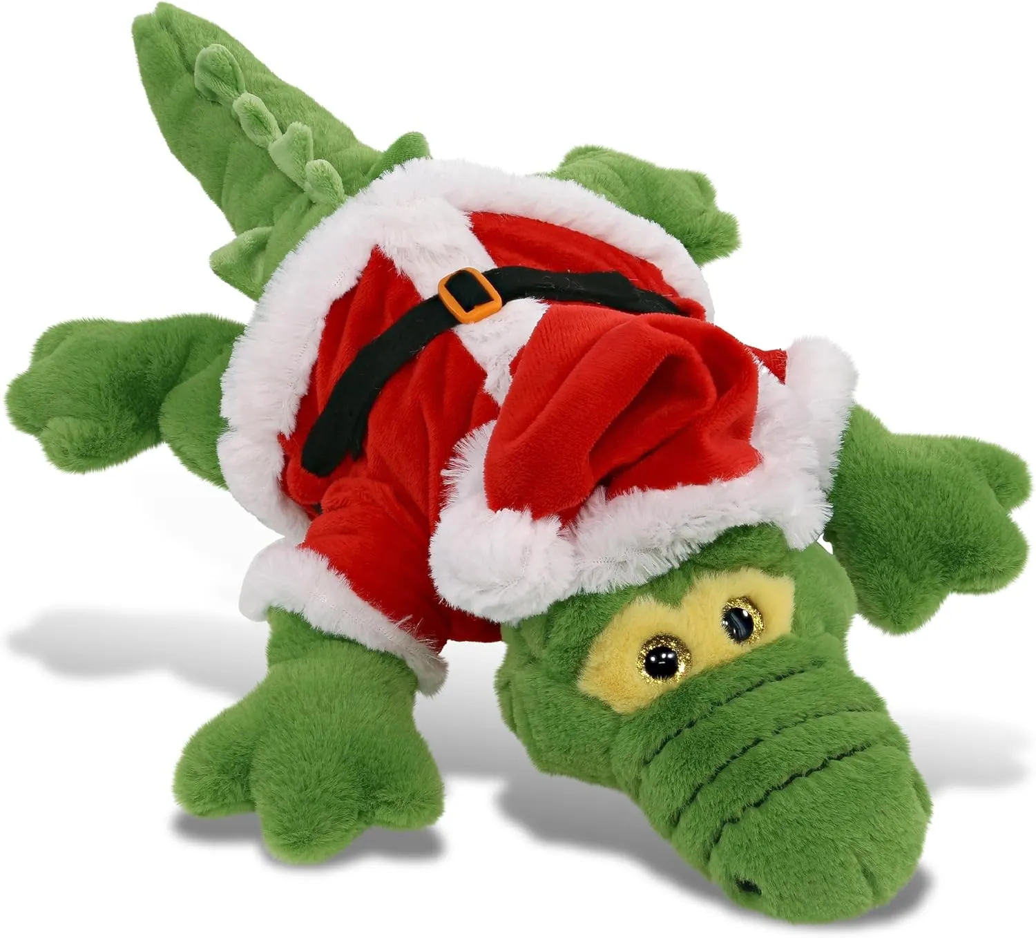 DolliBu Santa Green Alligator Large Stuffed Animal Plush Toy - Super Soft Animal Dress Up with Red Santa Claus Outfit, Cute Toy Gift, Holiday with Name Personalization - 17 Inch