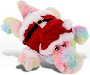 DolliBu Santa Rainbow Alligator Plush Stuffed Animal Plush Toy - Soft Wild Animal Dress Up with Red Santa Claus Outfit, Wildlife Gift, Holiday with Name Personalization - 12 Inch