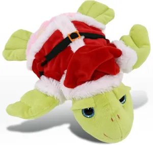 DolliBu Santa Rainbow Green Sea Turtle Stuffed Animal Plush Toy - Wild Animal Dress Up with Red Santa Claus Outfit, Wildlife Gift, Perfect Holiday with Name Personalization - 10 Inches