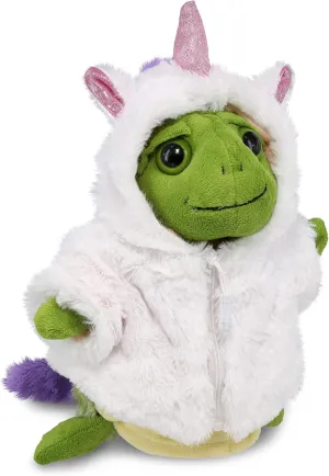 DolliBu Sea Turtle Unicorn Plush Stuffed Animal Hand Puppet Toy - Super Soft Turtlecorn Dress Up with Removable Plush Unicorn Outfit, Cute Fantasy Ocean Life Gift with Name Personalization - 10 Inches