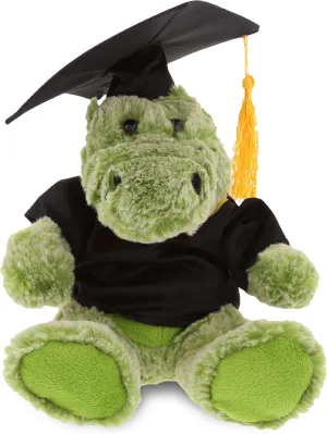 DolliBu Sitting Alligator Graduation Plush Toy - Soft Graduation Stuffed Animal Dress Up with Gown & Cap with Tassel Outfit with Personalization - 8" Inches