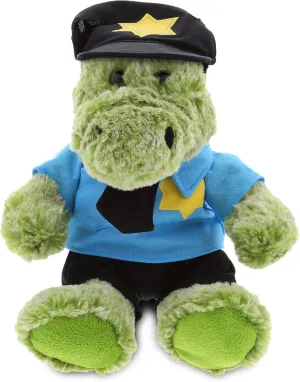 DolliBu Sitting Alligator Police Officer Plush Toy - Soft Alligator Cop Stuffed Animal Dress Up with Cute Cop Uniform & Cap Outfit - Gift with Personalization - 8 Inch