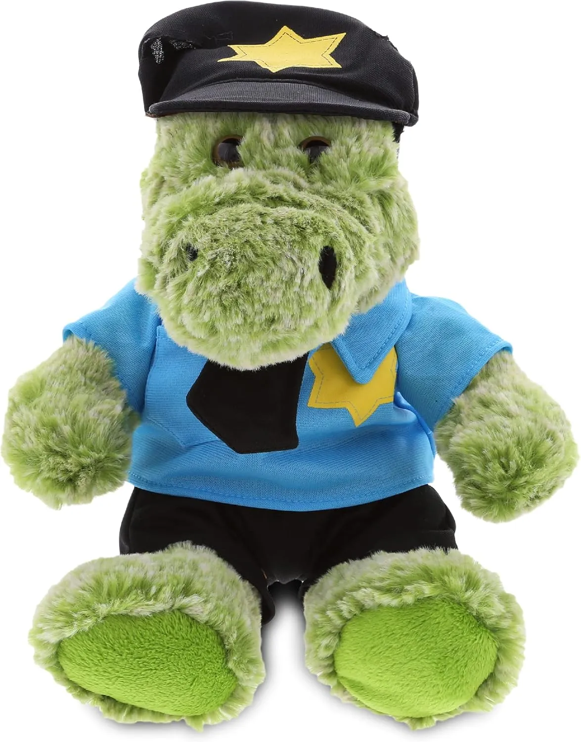 DolliBu Sitting Alligator Police Officer Plush Toy - Soft Alligator Cop Stuffed Animal Dress Up with Cute Cop Uniform & Cap Outfit - Gift with Personalization - 8 Inch