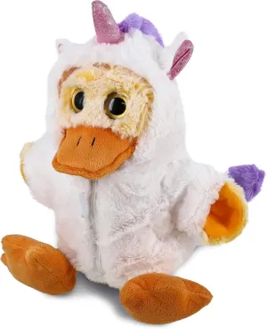 DolliBu Sitting Duck Unicorn Plush Stuffed Animal Toy - Super Soft Duckcorn Dress Up with Removable Plush Unicorn Outfit, Cute Fantasy Wildlife Gift with Name Personalization - 9 Inches