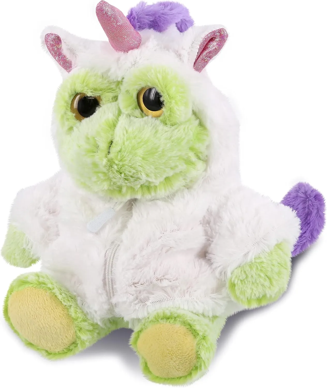 DolliBu Sitting Frog Unicorn Plush Stuffed Animal Toy - Super Soft Frogcorn Dress Up with Removable Plush Unicorn Outfit, Cute Fantasy Wildlife Gift with Name Personalization - 9 Inches
