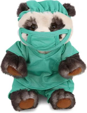 DolliBu Squat Panda Doctor Plush Toy - Super Soft Panda Doctor Stuffed Animal Dress Up with Cute Scrub Uniform and Cap Outfit - Gift with Personalization - 7 Inches