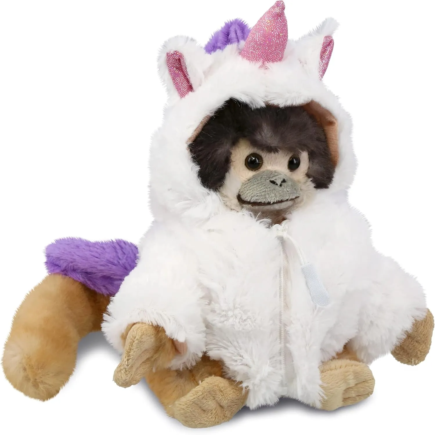 DolliBu Squirrel Monkey Unicorn Plush Stuffed Animal Toy - Super Soft Monkeycorn Dress Up with Removable Plush Unicorn Outfit, Cute Fantasy Wildlife Gift - 12.5 Inches