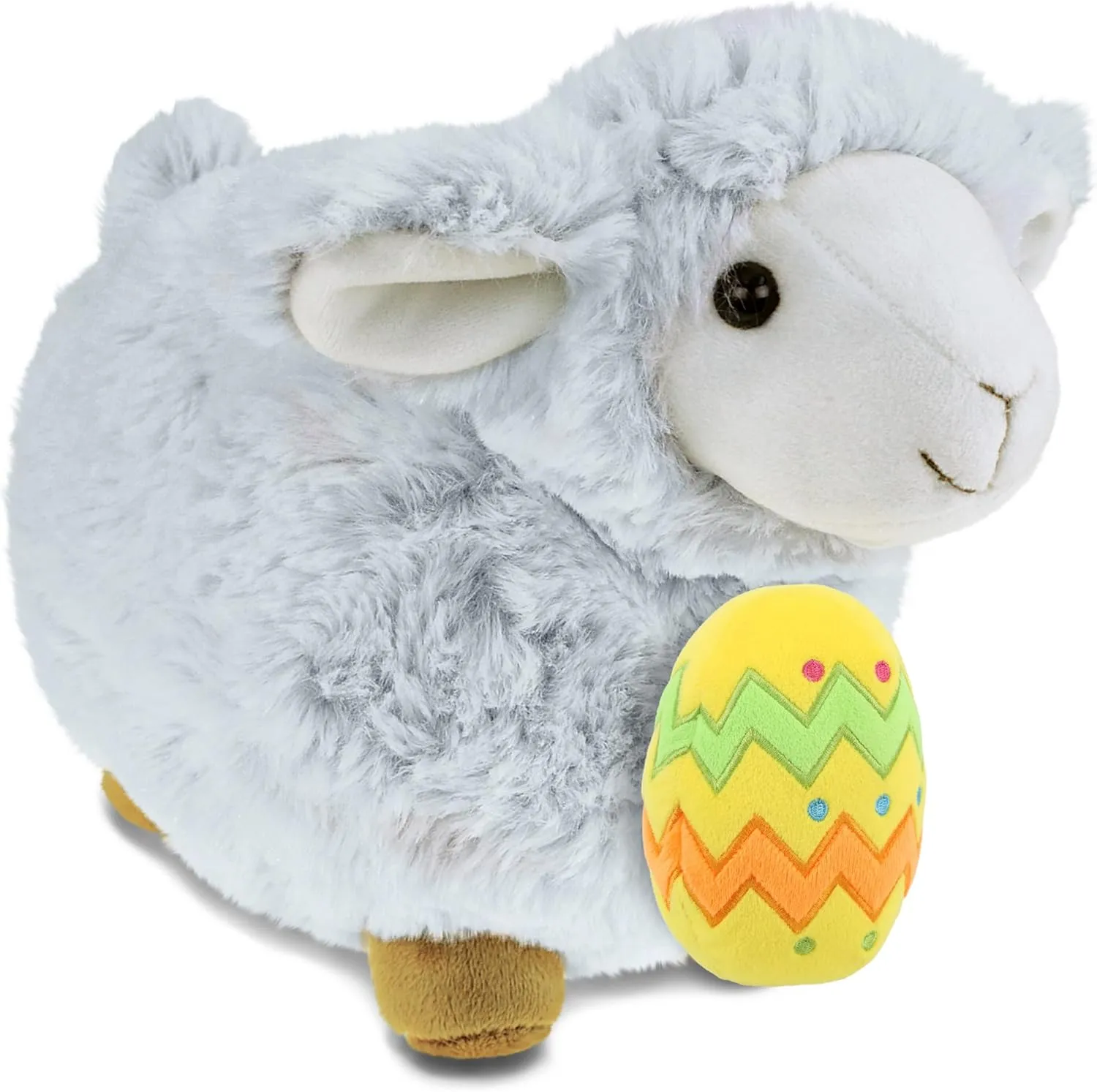 DolliBu Super Soft Fluffy White Sheep with Yellow Easter Egg Plush and Name Personalization - Stuffed Animals for Easter Basket, Easter Egg Stuffed Animal Spring Toys for Girls, Boy, Baby - 11.5 Inch