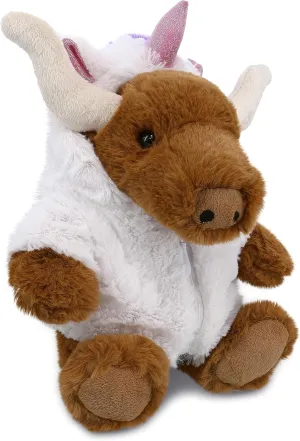 DolliBu Texas Longhorn Unicorn Plush Stuffed Animal Toy - Super Soft Longhorncorn Dress Up with Removable Plush Unicorn Outfit, Gift with Name Personalization - 9 Inches