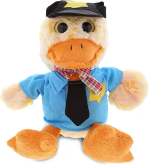 DolliBu Yellow Duck Police Officer Plush Toy - Super Soft Sitting Duck Cop Stuffed Animal Dress Up with Cute Cop Uniform & Cap Outfit - Gift with Personalization - 9" Inches