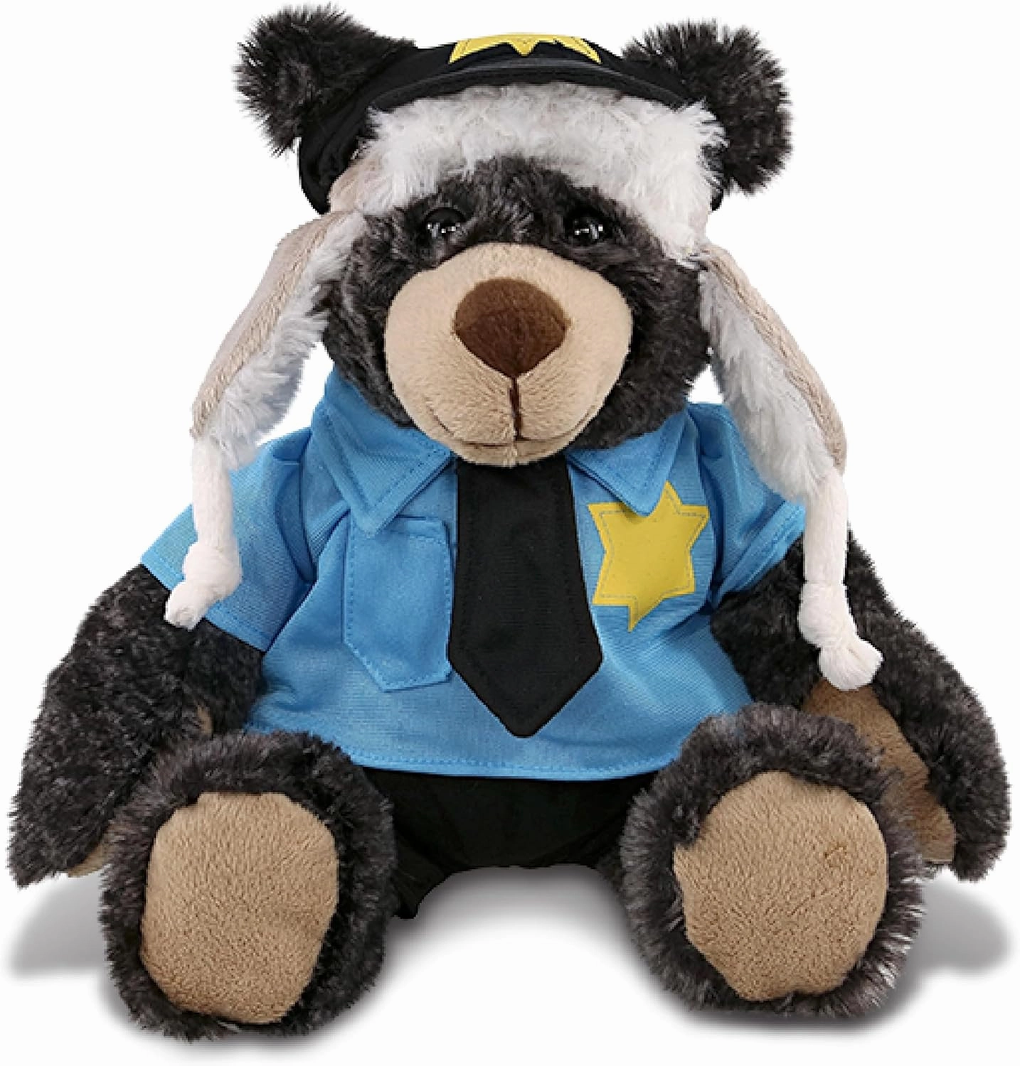 DolliBu Black Bear Police Officer Super Soft Plush with Clothes Toy - Soft Black Bear Cop Stuffed Animal Dress Up with Cute Cop Uniform and Cap Outfit - Gift with Personalization - 10 Inches