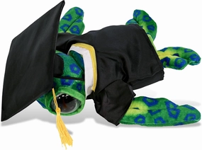 DolliBu Green Sea Turtle Graduation Plush Toy - Super Soft Plush Graduation Stuffed Animal Dress Up with Gown and Cap with Tassel Outfit - Congratulatory Graduation Gift with Personalization - 10 Inch