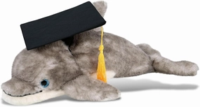 DolliBu Grey Dolphin Graduation Plush Toy - Super Soft Dolphin Graduation Stuffed Animal Dress Up with Graduation Cap with Tassel - Reward Celebration Grad Gift - 16.5 Inch