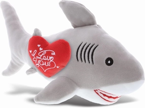 DolliBu I Love You Valentine Plush Grey Shark - Cute Stuffed Animal with Red Heart and Name Personalization Gift for Valentines Day, Birthday, Anniversary, Romantic Date - 12 Inches