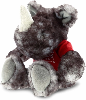 DolliBu I Love You Valentine Plush Sitting Brown Rhino - Cute Stuffed Animal with Red Shirt and Name Personalization Gift for Valentines Day, Birthday, Anniversary - 5.5 Inches