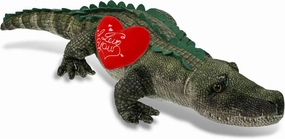 DolliBu I Love You Valentine Plush Wild Collection Alligator - Cute Stuffed Animal with Red Heart and Name Personalization Gift for Valentines Day, Birthday, Anniversary, Romantic Date - 28 Inches