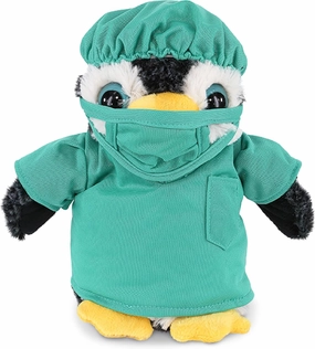DolliBu Penguin Doctor Plush Toy - Super Soft Penguin Doctor Stuffed Animal Dress Up with Cute Scrub Uniform & Cap Outfit - Fluffy Doctor Toy Plush Gift with Personalization - 8 Inches