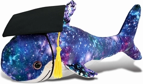 DolliBu Shark – Space Sequin Graduation Plush Toy - Soft Plush Graduation Stuffed Animal Dress Up with a Graduation Cap with Tassel Outfit - Graduation Gift with Personalization - 12 Inch