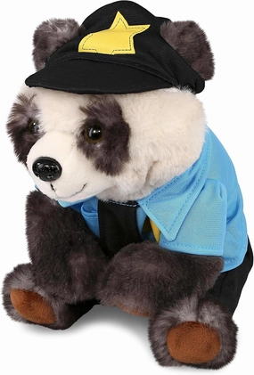 DolliBu Squat Panda Police Officer Plush Toy - Soft Squat Panda Cop Stuffed Animal Dress Up with Cute Cop Uniform and Cap Outfit - Gift with Personalization - 7 Inches